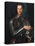 Portrait of Grand Duke of Tuscany Cosimo I De' Medici (1519-157) in Armour, Ca 1545-Agnolo Bronzino-Stretched Canvas