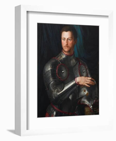 Portrait of Grand Duke of Tuscany Cosimo I De' Medici (1519-157) in Armour, Ca 1545-Agnolo Bronzino-Framed Giclee Print