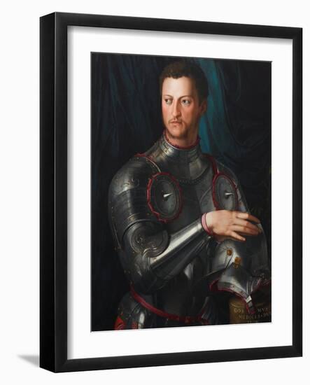 Portrait of Grand Duke of Tuscany Cosimo I De' Medici (1519-157) in Armour, Ca 1545-Agnolo Bronzino-Framed Giclee Print