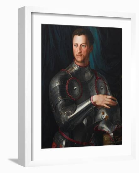 Portrait of Grand Duke of Tuscany Cosimo I De' Medici (1519-157) in Armour, Ca 1545-Agnolo Bronzino-Framed Giclee Print