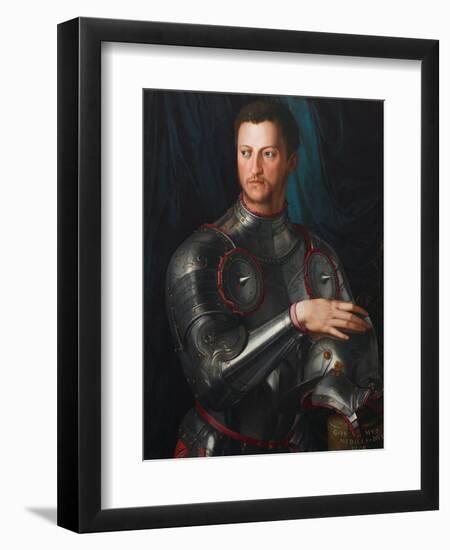 Portrait of Grand Duke of Tuscany Cosimo I De' Medici (1519-157) in Armour, Ca 1545-Agnolo Bronzino-Framed Premium Giclee Print