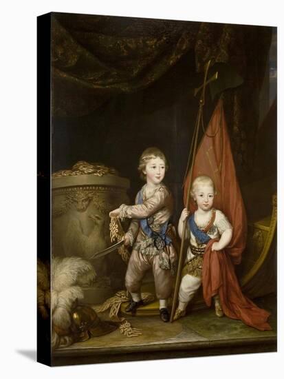 Portrait of Grand Dukes Alexander Pavlovich and Constantine Pavlovich, as Children, 1781-Richard Brompton-Stretched Canvas