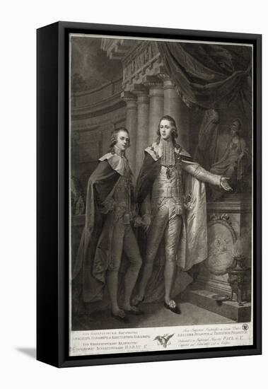 Portrait of Grand Dukes Alexander Pavlovich and Constantine Pavlovich of Russia, 1797-James Walker-Framed Stretched Canvas