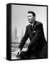 Portrait of Gregory Peck, Serious, Smoking a Cigarette-Nina Leen-Framed Stretched Canvas