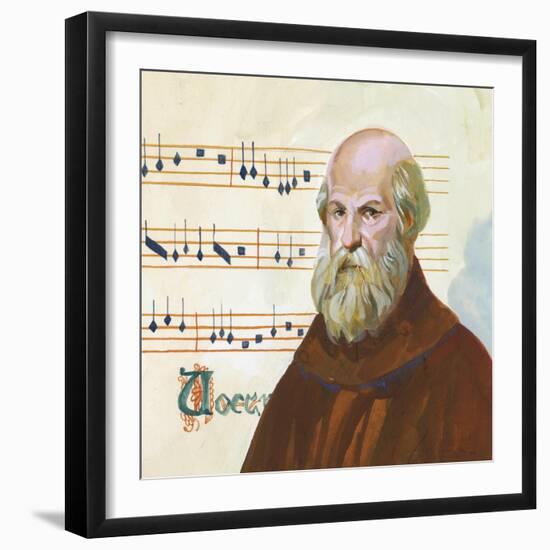 Portrait of Guido D'Arezzo, Guido Monaco or Guido Pomposa (About 992-1050), Benedictine Monk, Itali-null-Framed Giclee Print