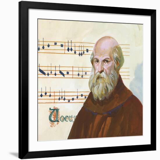 Portrait of Guido D'Arezzo, Guido Monaco or Guido Pomposa (About 992-1050), Benedictine Monk, Itali-null-Framed Giclee Print