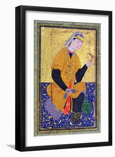 Portrait of Hamida Banu Begum, holding a seal, Illustrated folio from the 'Anthology of Mir Ali'-null-Framed Giclee Print