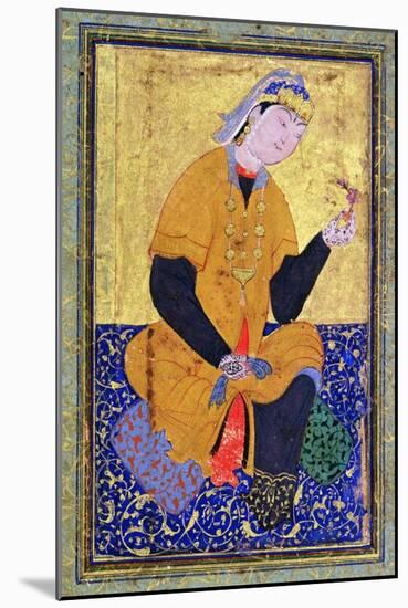 Portrait of Hamida Banu Begum, holding a seal, Illustrated folio from the 'Anthology of Mir Ali'-null-Mounted Giclee Print