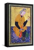 Portrait of Hamida Banu Begum, holding a seal, Illustrated folio from the 'Anthology of Mir Ali'-null-Framed Stretched Canvas