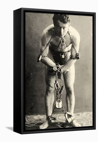 Portrait of Harry Houdini in Chains. c.1900-American School-Framed Stretched Canvas