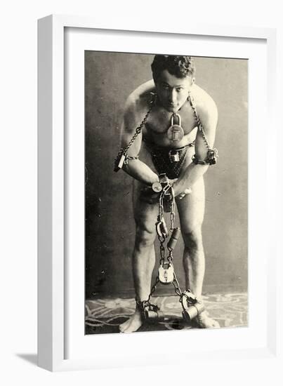 Portrait of Harry Houdini in Chains. c.1900-American School-Framed Photographic Print