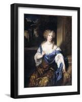 Portrait of Helena Ctaharina De Witte, Wife of Iman Mogge, Lord of Haamstede-Caspar Netscher-Framed Art Print