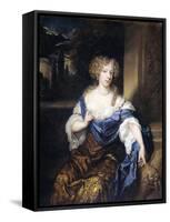 Portrait of Helena Ctaharina De Witte, Wife of Iman Mogge, Lord of Haamstede-Caspar Netscher-Framed Stretched Canvas