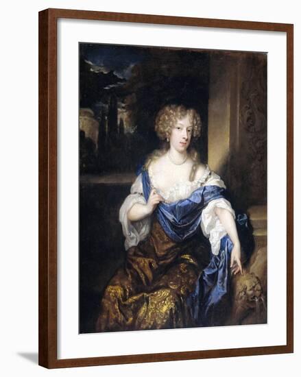 Portrait of Helena Ctaharina De Witte, Wife of Iman Mogge, Lord of Haamstede-Caspar Netscher-Framed Art Print