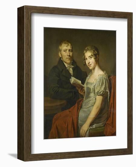 Portrait of Hendrik Arend Van Den Brink with His Wife Lucretia Johanna Van De Poll-Louis Moritz-Framed Art Print