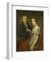 Portrait of Hendrik Arend Van Den Brink with His Wife Lucretia Johanna Van De Poll-Louis Moritz-Framed Art Print