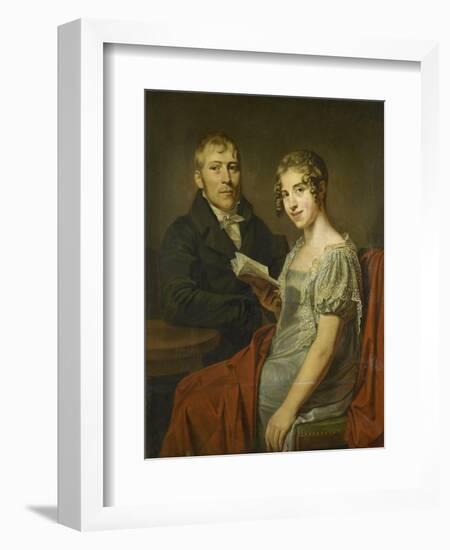 Portrait of Hendrik Arend Van Den Brink with His Wife Lucretia Johanna Van De Poll-Louis Moritz-Framed Art Print