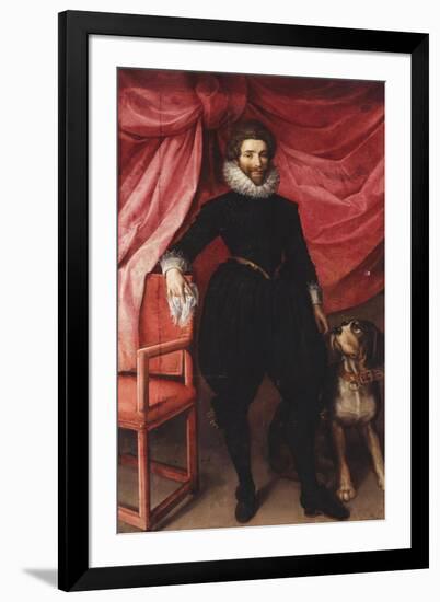 Portrait of Henri de Lorraine, Duc de Guise, called Le Bafafre (1550-1588), in Black Doublet-Frans Pourbus II-Framed Giclee Print