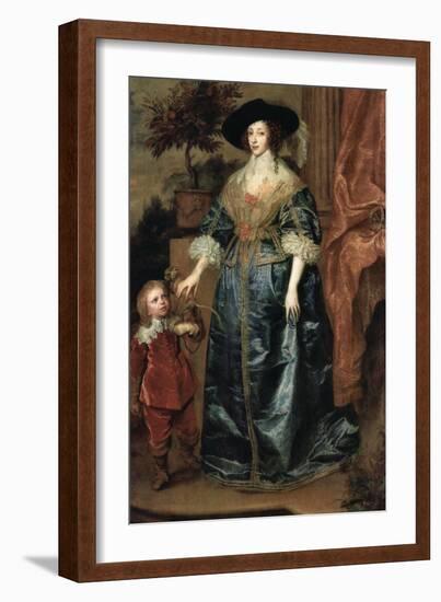 Portrait of Henrietta Maria with a Dwarf-Sir Anthony Van Dyck-Framed Art Print