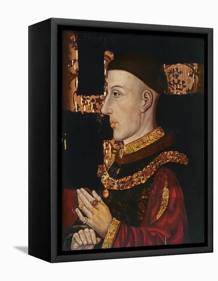 Portrait of Henry V (1387-1422) (During Restoration) (Oil on Panel) (See 99913)-English-Framed Stretched Canvas