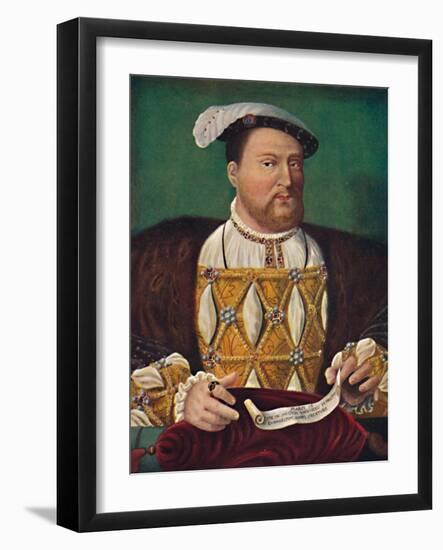 'Portrait of Henry VIII (Hampton Court Palace)', c1530, (1903)-Joos Van Cleve-Framed Giclee Print