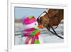 Portrait of Horse and Snowman in Winter Landscape.-PH.OK-Framed Photographic Print