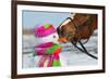 Portrait of Horse and Snowman in Winter Landscape.-PH.OK-Framed Photographic Print