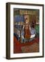 Portrait of Iris Tree Seated on a Four Poster Bed, (Oil on Canvas)-Alvaro Guevara-Framed Giclee Print