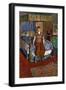 Portrait of Iris Tree Seated on a Four Poster Bed, (Oil on Canvas)-Alvaro Guevara-Framed Giclee Print