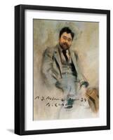 Portrait of Isaac Albeniz at 34 Years Old (Oil on Canvas)-Ramon Casas i Carbo-Framed Giclee Print