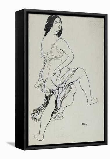 Portrait of Isadora Duncan Dancing (Brush and Indian Ink over Traces of Graphite-Leon Bakst-Framed Stretched Canvas