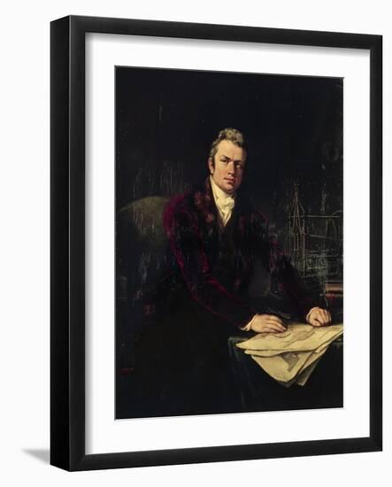 Portrait of Isambard Kingdom Brunel (Portsmouth, 1806-London, 1859), British Engineer-null-Framed Giclee Print