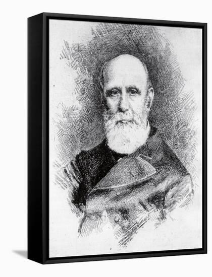 Portrait of Italian Patriot and Writer, Giovanni Ruffini-Giacomo Zampa-Framed Stretched Canvas