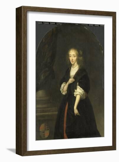 Portrait of Jacoba Bicker, Wife of Pieter De Graeff-Caspar Netscher-Framed Art Print