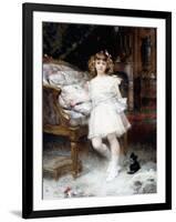 Portrait of Janine Potin with a Kitten, 1904-Aime Nicolas Morot-Framed Giclee Print