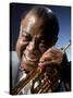 Portrait of Jazz Musician Louis Armstrong-John Loengard-Stretched Canvas