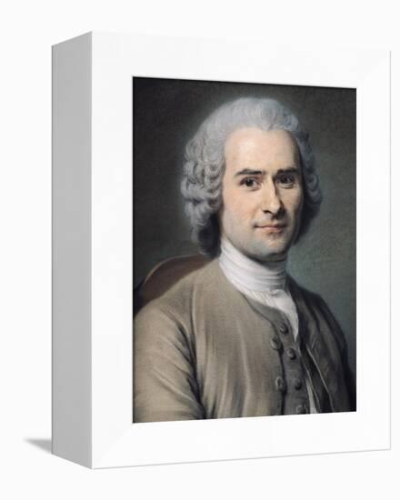 Portrait of Jean Jacques Rousseau (1712-78)-Maurice Quentin de La Tour-Framed Stretched Canvas