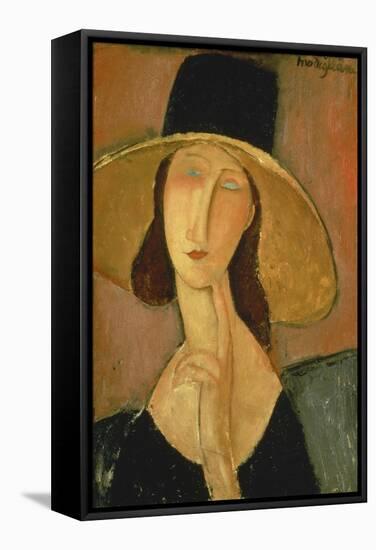 Portrait of Jeanne Hebuterne in a Large Hat-Amedeo Modigliani-Framed Stretched Canvas