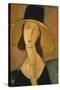 Portrait of Jeanne Hebuterne in a Large Hat-Amedeo Modigliani-Stretched Canvas