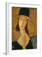 Portrait of Jeanne Hebuterne in a Large Hat-Amedeo Modigliani-Framed Giclee Print