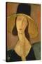 Portrait of Jeanne Hebuterne in a Large Hat-Amedeo Modigliani-Stretched Canvas