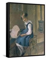 Portrait of Jeanne Holding a Fan, 19th Century-Camille Pissarro-Framed Stretched Canvas