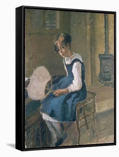 Portrait of Jeanne Holding a Fan, 19th Century-Camille Pissarro-Framed Stretched Canvas