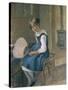 Portrait of Jeanne Holding a Fan, 19th Century-Camille Pissarro-Stretched Canvas