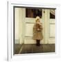 Portrait of Jeanne Kefer, at a Door Wearing a Pink Bonnet and Grey Coat-Fernand Khnopff-Framed Giclee Print