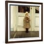 Portrait of Jeanne Kefer, at a Door Wearing a Pink Bonnet and Grey Coat-Fernand Khnopff-Framed Giclee Print