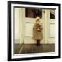 Portrait of Jeanne Kefer, at a Door Wearing a Pink Bonnet and Grey Coat-Fernand Khnopff-Framed Giclee Print