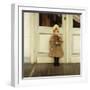 Portrait of Jeanne Kefer, at a Door Wearing a Pink Bonnet and Grey Coat-Fernand Khnopff-Framed Premium Giclee Print