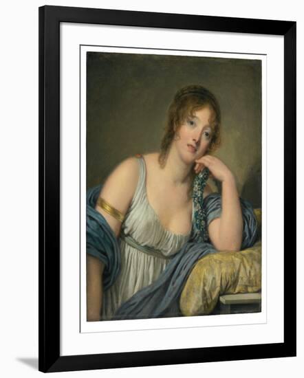 Portrait of Jeanne Philiberte Ledoux (1767–1840), half-length (oil on panel)-Jean Baptiste Greuze-Framed Premium Giclee Print