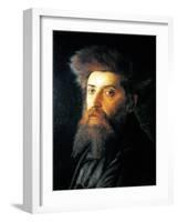 Portrait of Jew with Streimel-Isidor Kaufmann-Framed Art Print